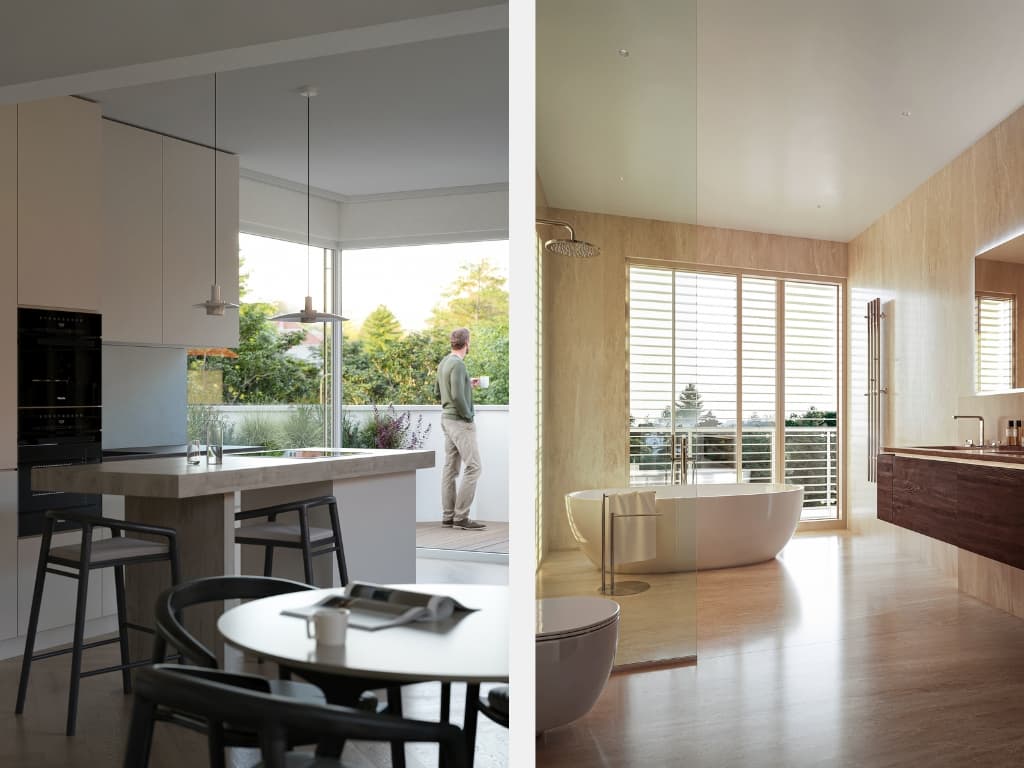 Rezidence Dejvice - kuchyně a koupelna