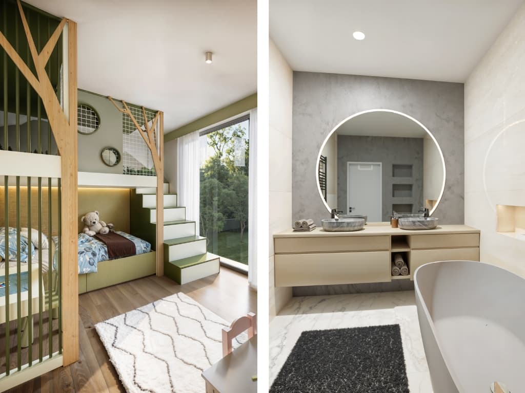 Rezidence Točná - dětský pokoj a koupelna